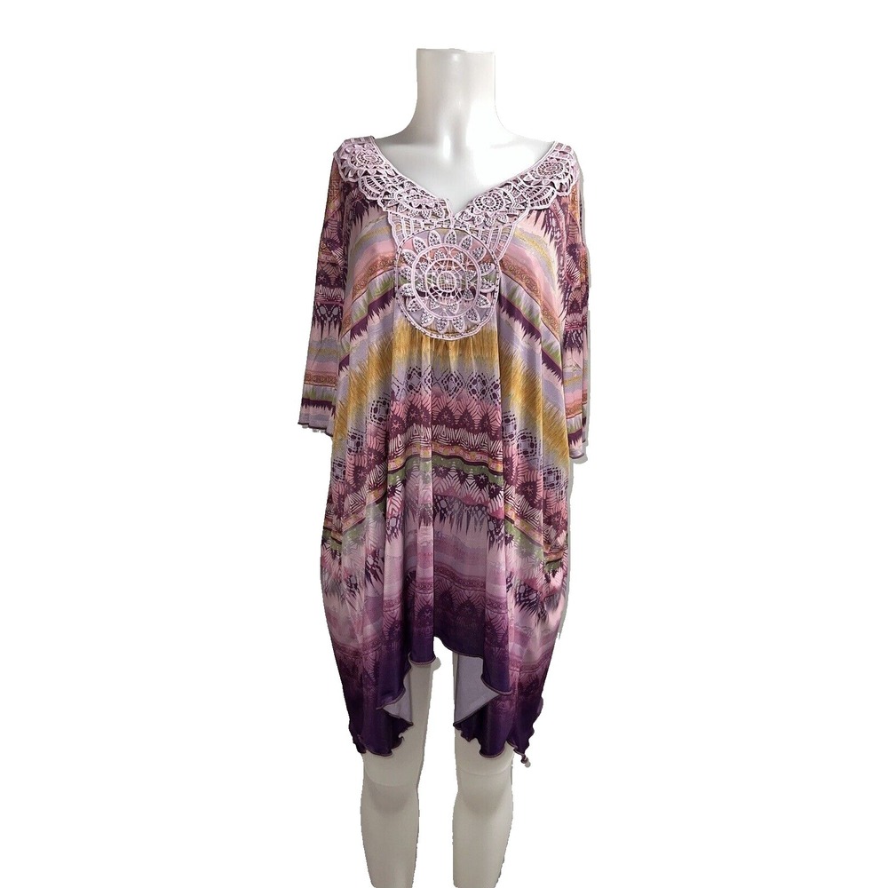 Catherines Woman Plus Sz 3X short Sleeves Stretch Multi Studded NWOT